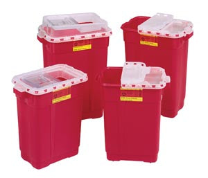Bd Extra Large Sharps Collectors  Sharps Collector, 17 Gal, Hinged Top Gasketed, Red