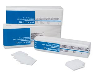 Richmond Cotton Non-Woven Sponges  Non-Woven Cotton Sponge, 3" x 3", 4-Ply, Non-Steri