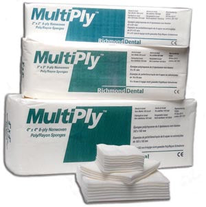 Richmond Multiply Non-Woven Sponges  MultiPly Non-Woven Rayon/ Poly Sponge, 4" x 4", 8-