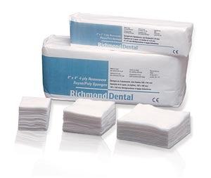 Richmond Rayon/Poly Non-Woven Sponges  Non-Woven Rayon/ Poly Sponge, 4" x 4", 4-Ply, Non-