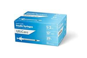 Ultimed Ulticare Insulin Syringes  Insulin Syringe, 1/2cc, 29G x ½", 100/bx