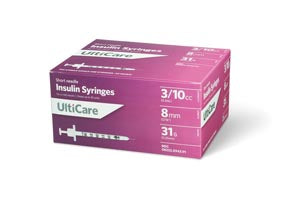 Ultimed Ulticare Insulin Syringes  Insulin Syringe, 3/10cc, 31G x 5/16", 100/bx
