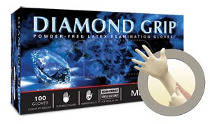 Ansell Microflex Diamond Grip™ Powder-Free Latex Exam Gloves  Fingers-Small-100-bx-10-bx-cs