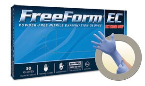 Ansell Microflex Freeform Ec Powder-Free Extended Cuff Nitrile Exam Gloves  Blue, Large, 50/bx, 10 bx/cs