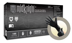 Ansell Microflex Midknight® Powder-Free Nitrile Exam Gloves  Exam-Gloves-PF-Nitrile-Textured-Black-Large-100-bx