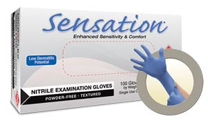Ansell Microflex Sensation® Powder-Free Nitrile Exam Gloves  Blue-Small-100-bx-10-bx-cs