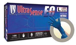 Ansell Microflex Ultrasense Ec Powder-Free Nitrile Exam Gloves  Blue, Large, 100/bx, 10 bx/cs