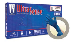 Ansell Microflex Ultrasense Powder-Free Nitrile Exam Gloves  Blue, X-Large, 100/bx, 10 bx/cs