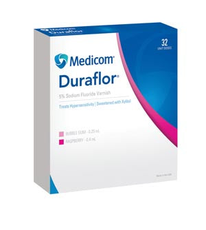 Medicom, Inc. Medicom Duraflor 5% Sodium Fluoride Varnish  Gum, 0.25mL Unit Dose, 32/bx