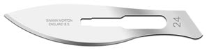 Cincinnati Surgical Company Cincinnati Swann Morton Carbon Steel Blade  02SMV24 - Size 24, Non-Sterile, 5/pk, 20 pk/bx