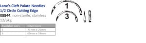 Cincinnati Surgical Company Cincinnati Suture Needles - Non-Sterile  8844 - Size 1, Lanes Cleft Palate, ½ Circle Cuttin