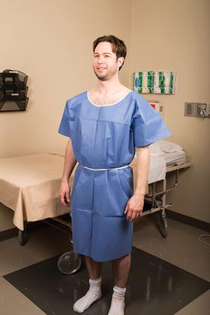 Graham Medical Non-Woven Examination Gown  Non- Woven, 30" x 46", Blue (White Tie), Large, 50