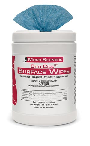 Micro-Scientific, Usa Micro-Scientific Opti-Cide3 Disinfectant Surface Wipes  Surface Wipes OPTI-CIDE3, 7" x 10", 100/can, 6 can