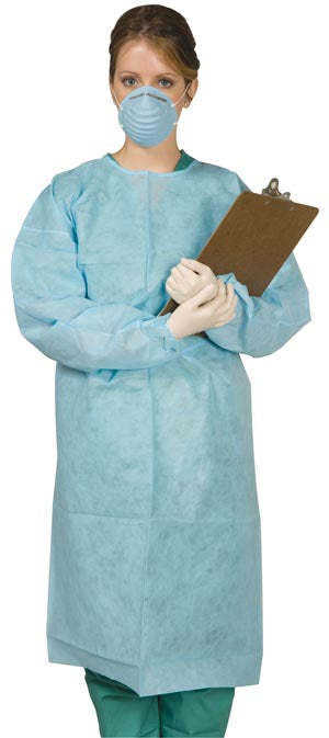 Mydent Disposable Tie-Back Protective Gown  Blue, Medium, 10/bg **Temporarily Unavailable for
