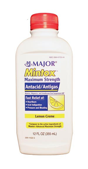 Major Pharmaceuticals Major Antacid Liquid  Mintox, Maximum Strength, 12 oz, Lemon, Compare to