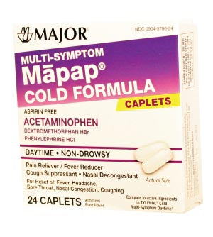Major Pharmaceuticals Major Cold & Cough Tablets  Mapap, Cold Multi-Symptom, 24s, Compare to Tylenol