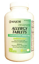 Major Pharmaceuticals Major Allergy Tablets  Chlorpheniramine, 4mg, 1000s, Compare to Chlor-tri