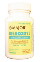 Major Pharmaceuticals Major Laxatives  Bisacodyl, 5mg, Tablets, Enteric Coated, 1000s, Co