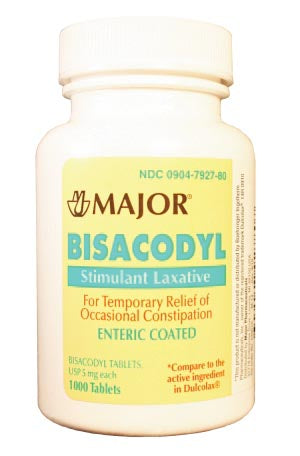 Major Pharmaceuticals Major Laxatives  Bisacodyl, 5mg, Tablets, Enteric Coated, 1000s, Co