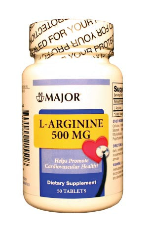 Major Pharmaceuticals Major Dietary Supplement  L-Arginine, 500mg, Tablets, 50s, 24/cs, NDC
