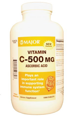 Major Pharmaceuticals Major Vitamin C  500mg, Tablets, 1000s, 12/cs, NDC# 00904-0523-80