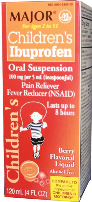 Major Pharmaceuticals Major Analgesic - Childrens  Ibuprofen, Oral Suspension, Berry, 118mL, Compare