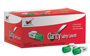 Clarity Diagnostics Clarity BG1000 Blood Glucose Meter  Clarity Safety Lancets, 23G, 200/bx