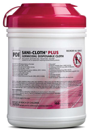 Pdi - Professional Disposables, Intl. Pdi Sani-Cloth Plus Germicidal Disposable Cloth  Cloth, Lrg. 6" x 6¾", 160/canister, 12 canisters/c