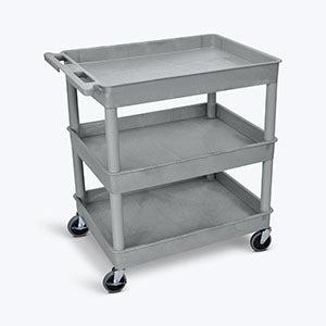 Luxor 3 Shelf Tub Cart  TC111-B - Black, 32"W x 24"D x 37.25"H, w/ (4) 4"