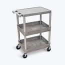 Luxor Flat Top Utility Carts  Top, Middle/Bottom Tub Shelves (2.75" Deep each),