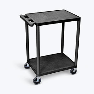 Luxor Utility Carts  Cart-Two-Shelves-Foam-Plastic-Black-24-W-x-18-D-x-