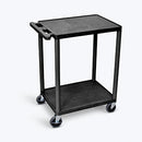 Luxor Utility Carts  Cart, Two Shelves, Foam Plastic, Black, 24"W x 18"