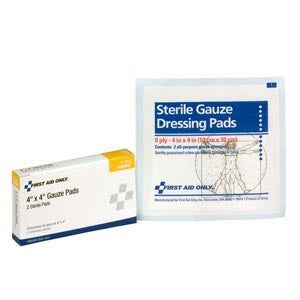 First Aid Only/Acme United Refill Items For Kits  Sterile Gauze Pads, 4"x4", 2/bx