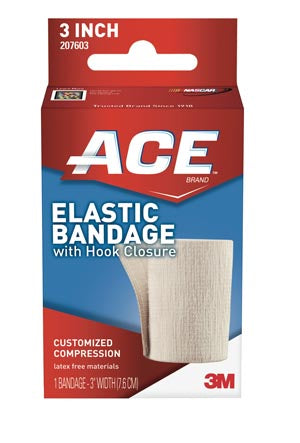 ACE Elastic Bandage with Clip (10/Box)  3" Elastic Bandage with Hook Closure, 72/cs