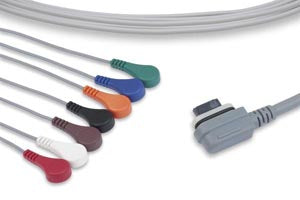 Cables And Sensors Ecg Telemetry Leadwires  Leadwire, 7 Leads Snap, GE Healthcare Compatible w