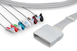 Cables And Sensors Ecg Telemetry Leadwires  Leadwire, 5 Leads Pinch/Grabber, Philips Compatibl