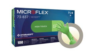 Ansell Microflex® Neosoft™ Neoprene Exam Glove  Neoprene-Large-Size-8.5-9-Green-Powder-Free-PF-Lat