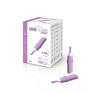 Medivena One-Care Plus Safety Lancets  Safety Lancet, 30G x 1.5mm, Micro Flow, Contact Ac