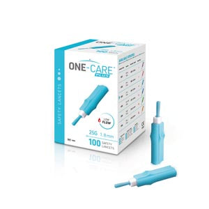 Medivena One-Care Plus Safety Lancets  Safety Lancet, 25G x 1.8mm, Low Flow, Contact Acti