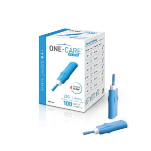 Medivena One-Care Plus Safety Lancets  Safety Lancet, 21G x 1.8mm, Normal Flow, Contact A