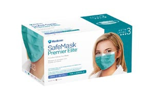 Medicom, Inc. Medicom Safe+Mask Premier Elite Earloop Mask  Earloop Mask, ASTM Level 3, Teal, 50/bx, 10 bx/cs