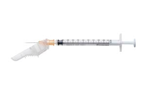 SYRINGE W/SAFETY NEEDLE 1CC25GX5/8 100/BX 4BX/CS