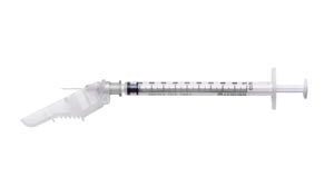 SYRINGE W/SAFETY NEEDLE 1CC27GX1/2 100/BX 4BX/CS