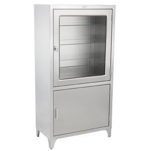 Blickman Industries Blickman Stainless Steel Cabinets  Kay Cabinet 30"W x 58"H x 16"D, (1) Glass Upper Do