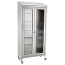 CABINET 35 5/8W W/GLASS SHELVS3IN CASTER W/BRAKE (DROP)