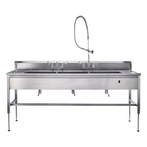 Blickman Industries Blickman Decontamination Stations  x 26 1/2"D, Hydraulic Lift, (8") Backsplash, (3) 2