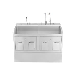 Blickman Industries Blickman Scrub Sinks  Lodi Scrub Sink, (2) Place, Pedestal Mounted, Knee