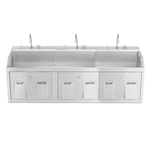 Blickman Industries Blickman Scrub Sinks  Lodi Scrub Sink, (3) Place, Wall Mounted, Knee Act