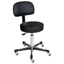 STOOL EXAM PNEUMATC BLK W/5LEGALUM BASE W/BACKREST (DROP)