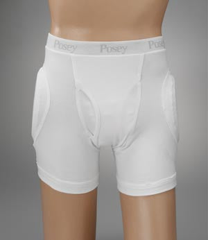 TIDI Posey Hipsters Standard Brief  Male Fly Brief, Removable Pads, Lrg.
